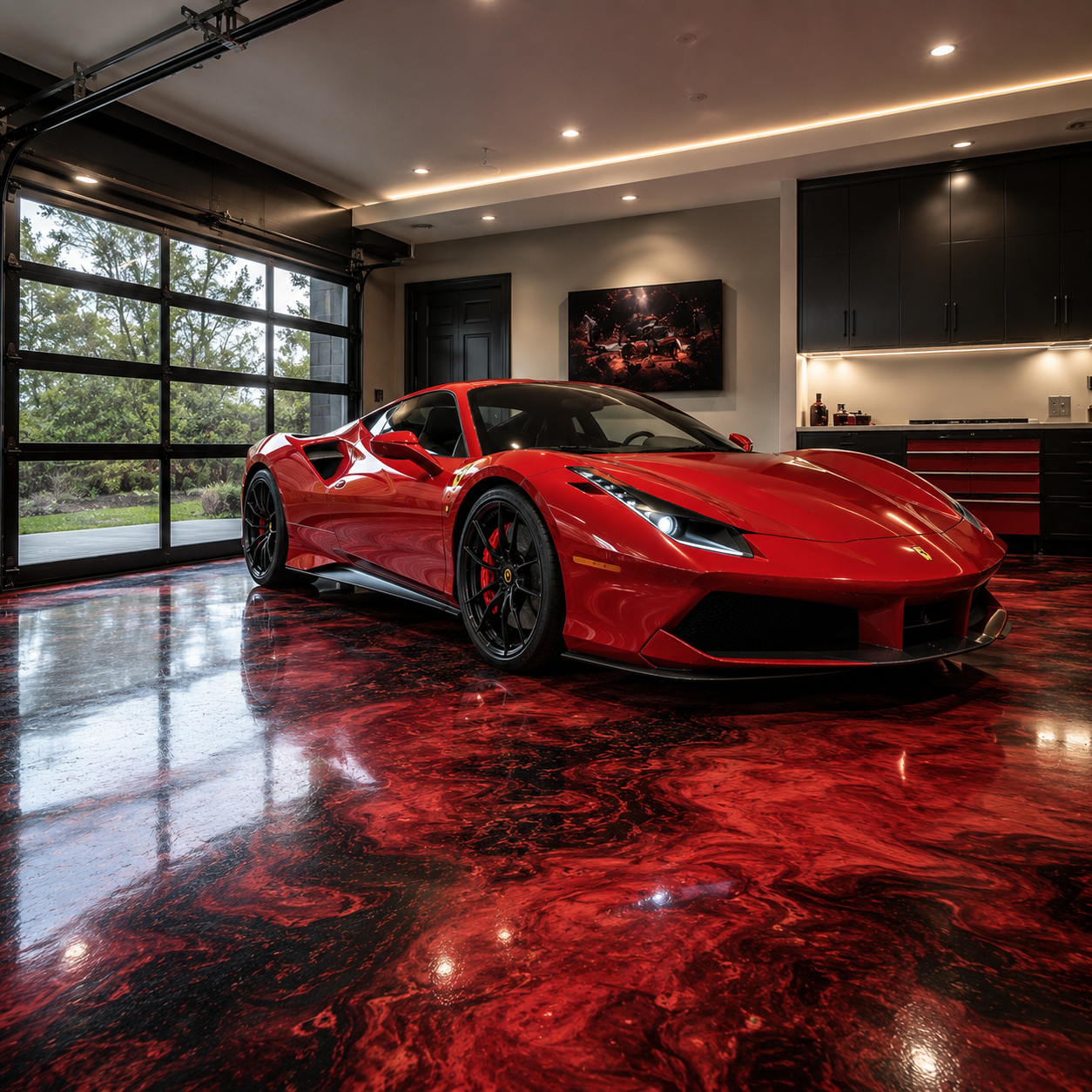 Metallic epoxy garage floor